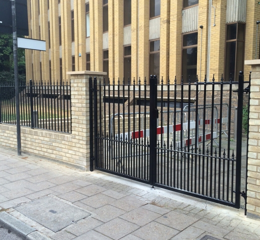 Gates Security gates at the front of office blocks