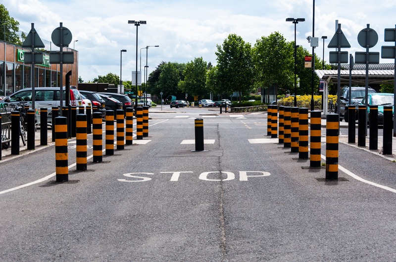 Bollards on the road